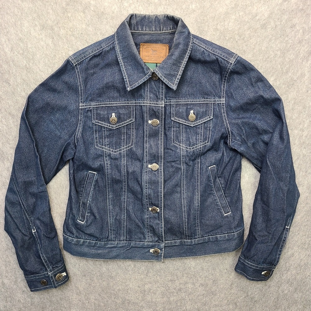 Vintage‎ Lauren Ralph Lauren Trucker Jacket Women's Petite M Blue Denim Y2K - Picture 2 of 10